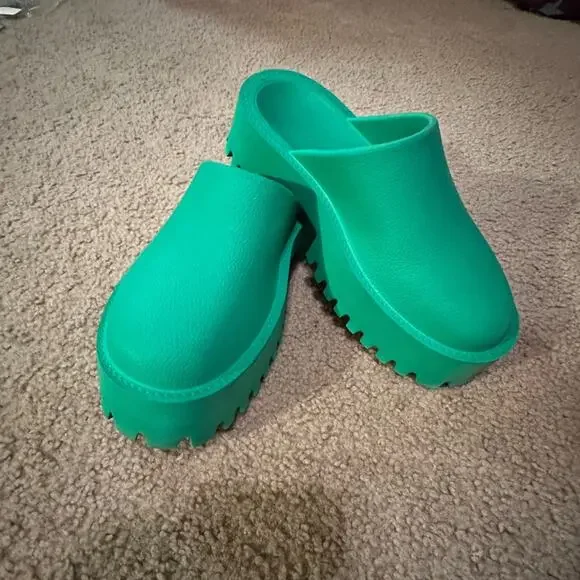 Jeffrey Campbell Lightweight PVC PLATFORM CLOG APPLE SPRING GREEN EUR 39 USA 8 - Picture 6 of 11